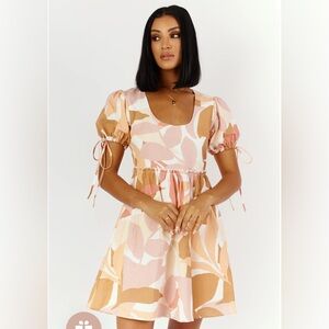 NWT Girl And The Sun Avery Mini Dress Spice Leaf Print Fall